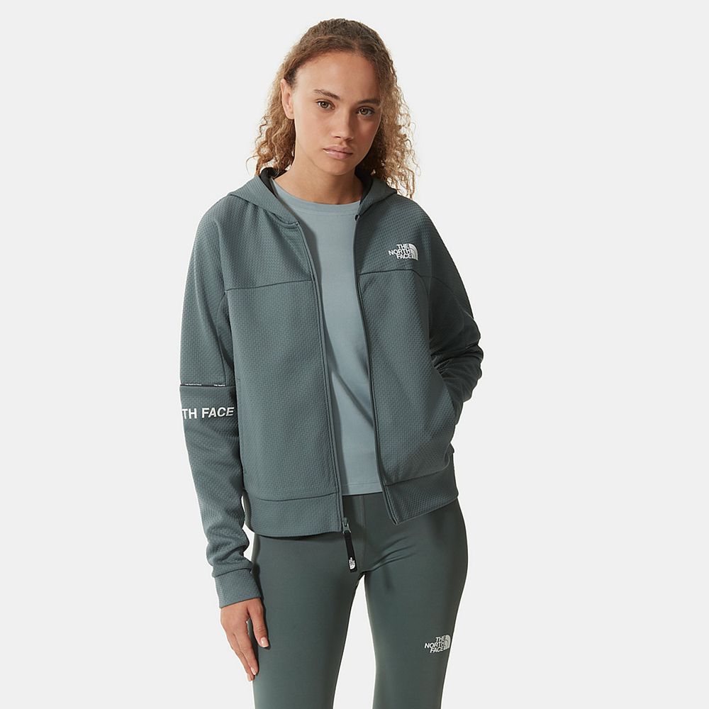 The North Face Hoodie Womens Australia - The North Face Mountain Athletics Zip-Up Green Running & Tr